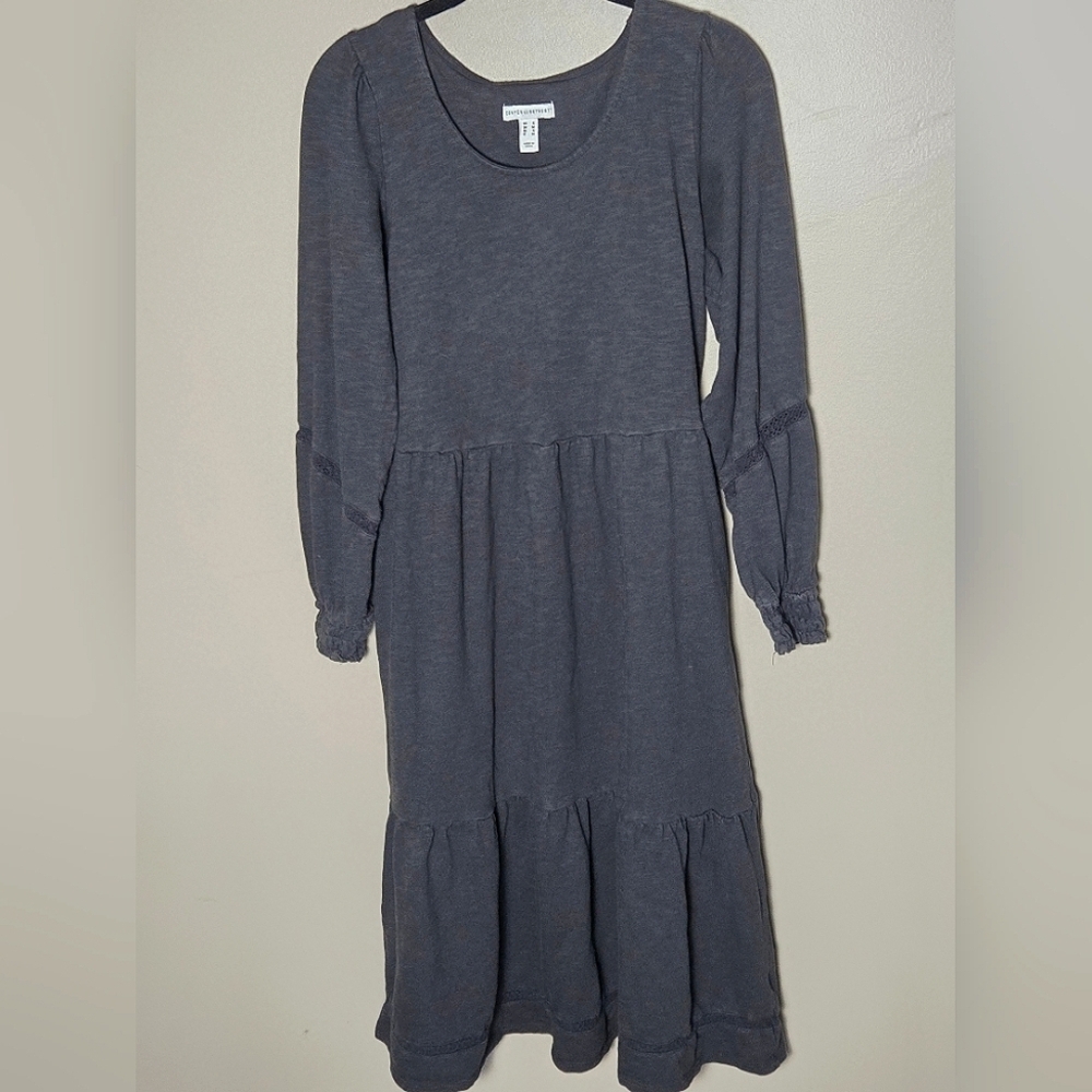 Canyon Retreat Tiered Minimalist Quiet Luxury Peasant Midi/Maxi Dress, Small